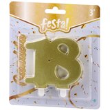 Festa Candela, svećica, metalik zlatna, broj 18 | Eponuda.com