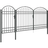 vidaXL Ograjna vrata z ukrivljenim vrhom Siva 400 x 125 cm Jeklo | Shoptok.si