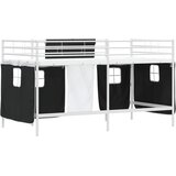  Krevet na kat za djecu s zavjesama Bijela i crna 107 x 200 cm | shoptok.hr