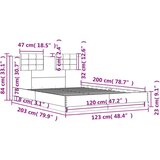 vidaXL Okvir za krevet s uzglavljem boja hrasta 120x200 cm drveni | shoptok.hr