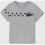 Lacoste Otroška bombažna kratka majica siva barva