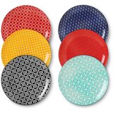 Dowan 25,4 cm Set 6 Barvitih Keramičnih Krožnikov - Za solato, testenine, zrezke, zabave. Primerni za pomivalni stroj in mikrovalovno, (22137441) | Shoptok.si