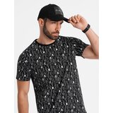 Ombre Cotton T-shirt with print and round neckline - black | shoptok.hr