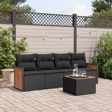 Maison Chic Seti vrtnega pohištva - Vrtna garnitura - Vrtni pohištvo set 5-delna z blazinami črn poli ratan, (21820159) | Shoptok.si