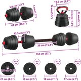 4-u-1 set bučica, brojčana i kettlebell 30 kg Crna i crvena | shoptok.hr