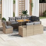  9-dijelni set vrtnih sofa s jastucima bež od poliratana Cijene