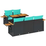  Vrtna sedežna garnitura 6-delna z blazinami črna poli ratan, (22048148) | Shoptok.si