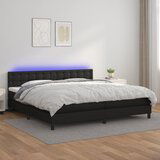 The Living Store Box spring postelja z vzmetnico LED črna 200x200cm umetno usnje - Box Spring Postelja, (21515612) Cene