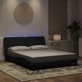 Maison Chic Posteljni okvir - Dvoposteljna postelja - Zakonska postelja z LED lučkami črn 160x200 cm žamet, (21694220) | Shoptok.si