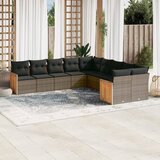 vidaXL 10-dijelni set vrtnih sofa od poliratana s jastucima sivi | shoptok.hr