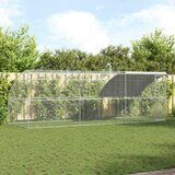 vidaXL Kletka za piščance srebrna 600 x 200 x 198.5 cm Pocinkano jeklo | Shoptok.si