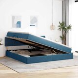  Krevet s od storage s madracem Tamno plava 200 x 200 cm Baršun - Tamno plava 200 x 200 cm Dizajn s jastučićima | shoptok.hr