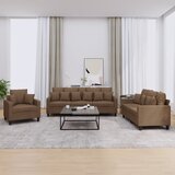  3-dijelni set sofa s jastucima smeđi od tkanine | shoptok.hr