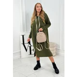 Kesi Long dress with a hood in khaki color