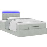 vidaXL Otomanski posteljni okvir z vzmetnico siv 120x200 cm žamet | Shoptok.si