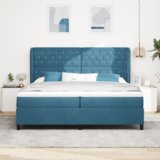  Krevet s podnicama i madracem tamnoplave boje 200x200 cm baršun | shoptok.hr
