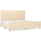 Posteljni okvir z vzglavjem krem 200x200 cm blago, (20904818) | Shoptok.si