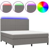  Box spring postelja z vzmetnico LED temno siva 180x200 cm blago, (20789443) | Shoptok.si