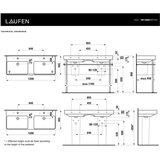 Laufen H8149660001041 Pro S 120 x 46 cm dvojni keramični umivalnik z 2 odprtinama | Shoptok.si