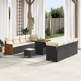 vidaXL Set od 11 dijelova vrtnih sofa s jastučićima Crna Poliratan Akacija | shoptok.hr
