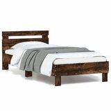 Maison Chic Posteljni okvir - Enojna postelja - Postelja za odrasle z vzglavjem in LED dimljeni hrast 90x200 cm-J9524, (21775661) | Shoptok.si