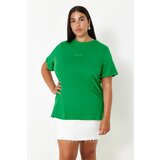 Trendyol Curve Green Crew Neck Knitted T-Shirt cene