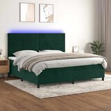  Krevet box spring s madracem LED tamnozeleni 200x200 cm baršun | shoptok.hr
