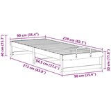  Krevetna konstrukcija Smeđa 90 x 210 cm Čvrsto borovo drvo | shoptok.hr