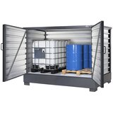 eurokraft pro Odlagališče iz jeklene pločevine za nevarne snovi, za 8 sodov po 200 l ali 2 IBC/KTC, VxŠxG 2060 x 2900 x 1570 mm | Shoptok.si