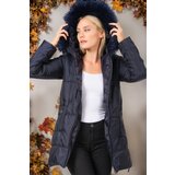 Dewberry Z6668 WOMEN'S COAT-PLAIN NAVY BLUE Cene