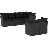  7-dijelni set vrtnih sofa od poliratana s jastucima crni | shoptok.hr