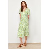 Trendyol multicolored double-breasted midi woven patterned dress cene