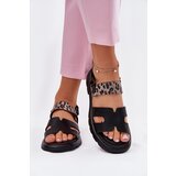 VINCEZA Leather Ladies Sandals On Flat Heel Panther | Shoptok.si