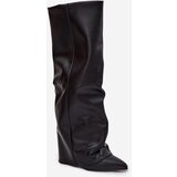 Boto Insulated Women's Boots with Turned Cuff on Heel Black Elivira | Shoptok.si