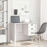 Stol s ladicama Bijelo 100 x 45 x 74 cm Čvrsto borovo drvo - Bijelo