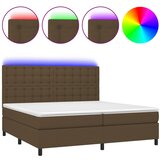 Krevet box spring s madracem LED tamnosmeđi 200x200 cm tkanina | Eponuda.com