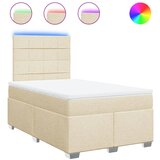 vidaXL Box spring postelja z vzmetnico krem 120x190 cm blago, (21321422) | Shoptok.si