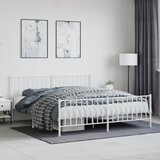 Maison Chic Kovinski Posteljni okvir - Dvoposteljna postelja - Zakonska postelja z vzglavjem in vznožjem bel 183x213 cm, (21696859) | Shoptok.si