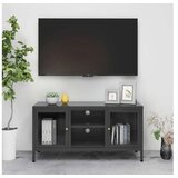  TV omarica antracitna 105x35x52 cm jeklo in steklo | Shoptok.si