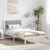  Krevetni okvir s tapiciranim uzglavljem Svijetlo siva Bijela 90 x 200 cm | shoptok.hr