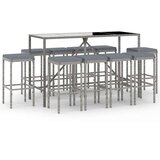  11-dijelni vrtni barski set od poliratana s jastucima sivi | shoptok.hr