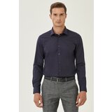 ALTINYILDIZ CLASSICS Men's Dark Navy Blue Easy-to-Iron Slim Fit Slim Fit Classic Collar Cotton Shirt. Cene