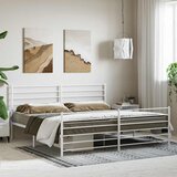Metalni okvir kreveta uzglavlje i podnožje bijeli 180x200 cm | shoptok.hr