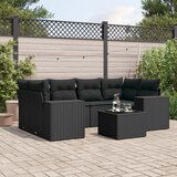 vidaXL 7-dijelni set vrtnih sofa od poliratana s jastucima crni | shoptok.hr