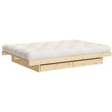 Karup Design Bračni krevet od masivnog bora s prostorom za odlaganje s podnicom 160x200 cm u prirodnoj boji Kanso – | shoptok.hr