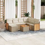 Maison Chic Seti vrtnega pohištva - Vrtna garnitura - Vrtni pohištvo set 8-delna z blazinami bež poli ratan, (21800402) | Shoptok.si