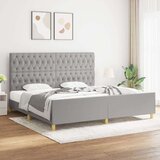  posteljni okvir z vzglavjem svetlo siv 200x200 cm blago, (20736712) | Shoptok.si