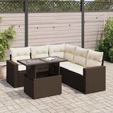  6-dijelni set vrtnih sofa od poliratana s jastucima smeđi | shoptok.hr