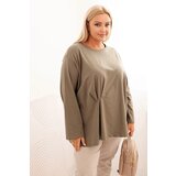 Kesi Włoski Women's Plus Size blouse with cotton, featuring a pocket and rolled sleeves kiwi | shoptok.hr