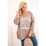 Kesi Włoski Women's Plus Size cotton blouse with tree print fango Cijene